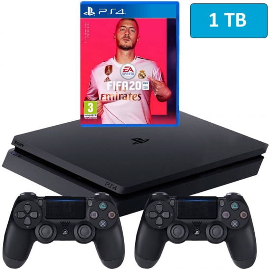 ps4 with 2 controllers and fifa 20